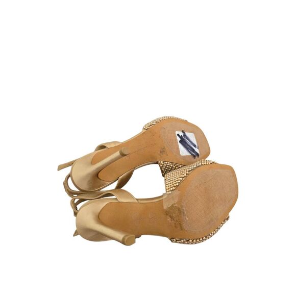 Jessica Simpson Sandals Size 5 Open Toe High Heel in Gold Ankle Strap - Picture 8 of 8